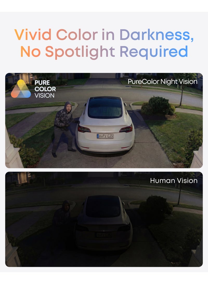 إيوفي كاميرا الأمان eufy Security eufyCam C35 (عبوتان) مع قاعدة HomeBase Mini، كاميرا أمان لاسلكية للاستخدام الداخلي والخارجي، تركيب مغناطيسي، رؤية ليلية ملونة، تخزين داخلي على الجهاز بدون اشتراك، مقاومة للماء والغبار بمعيار IP67، تقنية التعرف على الوجه، اللون الأسود. - Image 3